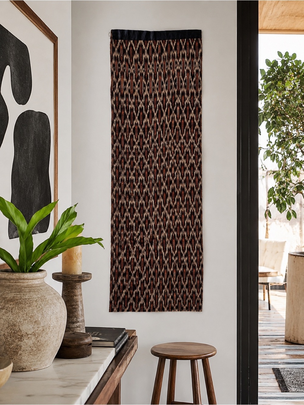 Handwoven Ikat Textile Wall Hanging Luxe Tribal Modern Art Upholstery #0530269